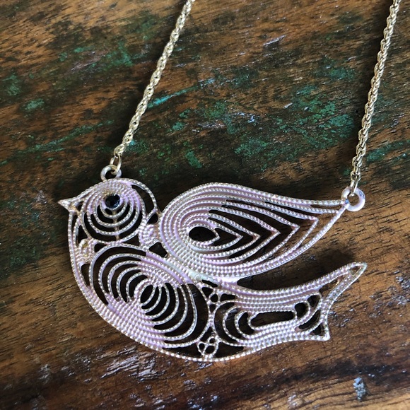 Pink and Gold Bird Necklace - Picture 4 of 5